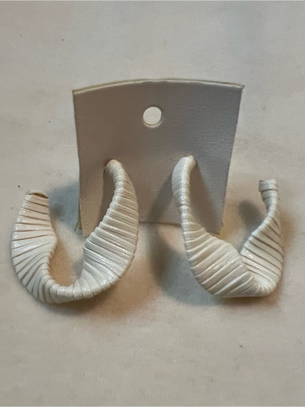 Free People Cream Ribbed Twist Hoop Earrings NWT